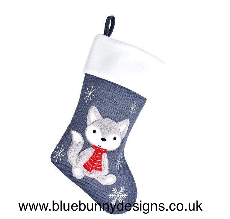 Deluxe Plush Knitted Fox Christmas Stocking (Personalised)