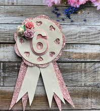 Load image into Gallery viewer, Little Hearts Birthday Rosette Badge
