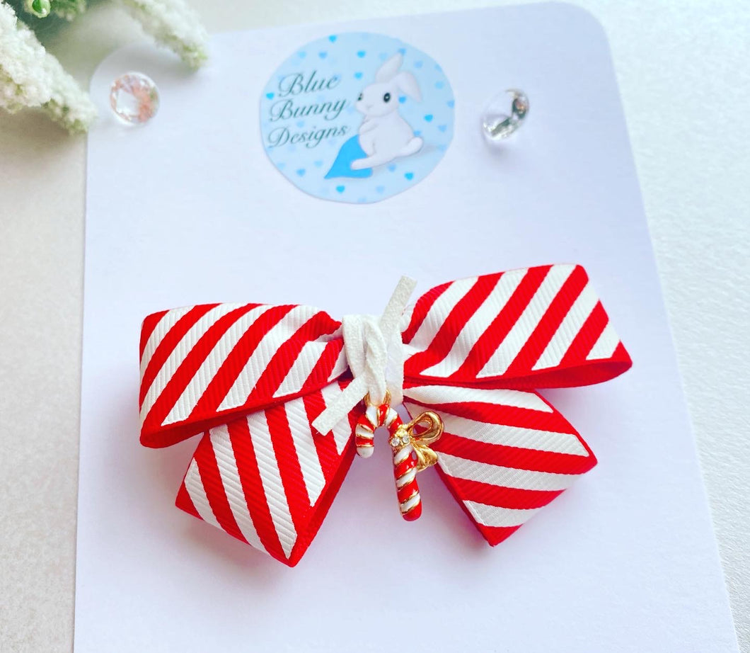 Candy Cane Ribbon Bow