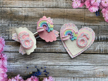 Load image into Gallery viewer, Rainbow Heart Birthday Bow Set
