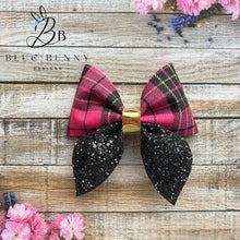 Load image into Gallery viewer, Pink tartan pinch bow
